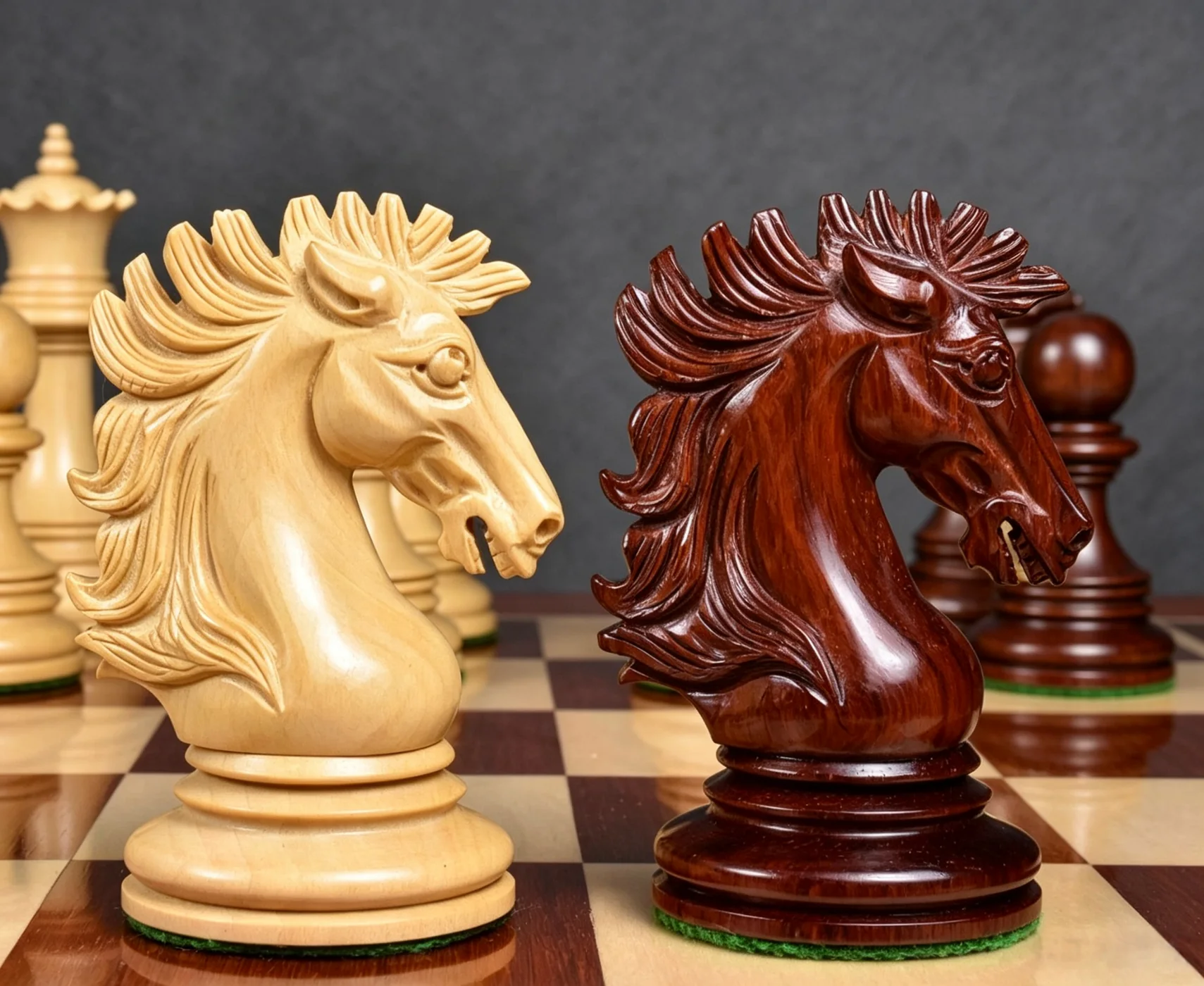 Carved wooden chess knight